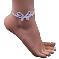 Brass Anklet, Butterfly, plated, fashion jewelry & for woman & with rhinestone cm 