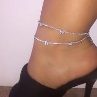 Zinc Alloy Anklet, with 8cm extender chain, Butterfly, plated, adjustable & for woman & with rhinestone cm 