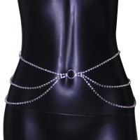 Messing Taillenkette, plattiert, einstellbar & für Frau & mit Strass, keine, Länge:65-110 cm, verkauft von PC