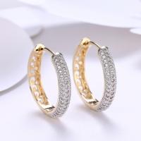 Brass Hoop Earring, Donut, Plating champagne gold, fashion jewelry & micro pave cubic zirconia & for woman 