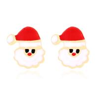 Christmas Earrings, Zinc Alloy, Santa Claus, gold color plated, fashion jewelry & for woman & enamel 