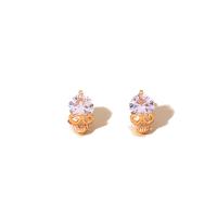 Zinc Alloy Stud Earring, Skull, gold color plated, micro pave cubic zirconia & for woman, gold 