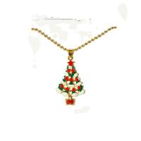 Enamel Zinc Alloy Necklace, Christmas Tree, gold color plated, for woman, gold Approx 19.68 Inch 