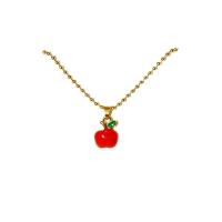 Enamel Zinc Alloy Necklace, Apple, gold color plated, for woman, gold Approx 19.68 Inch 
