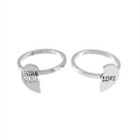 Couple Finger Rings, 201 Stainless Steel, Heart, 2 pieces & for couple & hollow, 18mm, US Ring 