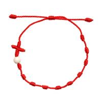 Gemstone Bracelets, Polyester Cord, with Howlite, Cross, folk style & Unisex, red Approx 7.4-11.8 Inch 