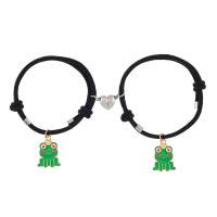 Enamel Zinc Alloy Bracelets, with Polyester Cord, Frog, plated, 2 pieces & Unisex Approx 6.3-11.8 Inch 