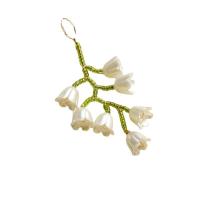 Colgante de joyería de acrílico, con Seedbead, Flor, Ungir, Bricolaje, Blanco, 60x35mm, Vendido por UD