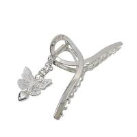 Hair Claw Clips, Zinc Alloy, Butterfly, for woman, silver color 