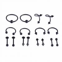 316L Stainless Steel Body Piercing Jewelry Set, plated, 16 pieces & Unisex 12mm,9mm,11mm,14mm,10mm,13mm,16mm 