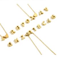 Titan Schmuck Halskette, Titanstahl, Alphabet-Buchstabe, Vakuum-Ionen-Beschichtung, verschiedene Stile für Wahl & für Frau, goldfarben, Länge:ca. 17.71 ZollInch, verkauft von PC