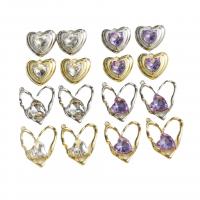 Crystal Zinc Alloy Pendants, with Crystal, Heart, Vacuum Ion Plating 