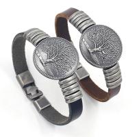 PU Leather Cord Bracelets, with Zinc Alloy, Unisex Approx 8.26 Inch 