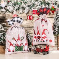 Christmas Gift Bag, Linen, with Non-woven Fabrics, Christmas Design 