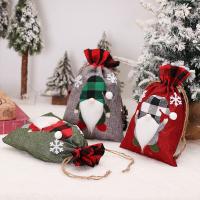 Christmas Gift Bag, Linen, Christmas Design 