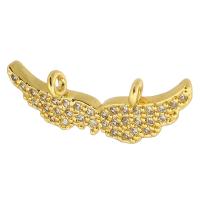 Cubic Zirconia Micro Pave Brass Pendant, Wing Shape, gold color plated, fashion jewelry & DIY & micro pave cubic zirconia & for woman & double-hole, Crystal Gold Approx 1mm 