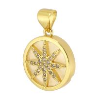 Cubic Zirconia Micro Pave Brass Pendant, with Acrylic, Round, gold color plated, fashion jewelry & DIY & micro pave cubic zirconia & for woman, golden Approx 4mm 