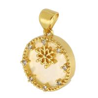 Cubic Zirconia Micro Pave Brass Pendant, with Acrylic, Round, gold color plated, fashion jewelry & DIY & micro pave cubic zirconia & for woman, golden Approx 3.5mm 