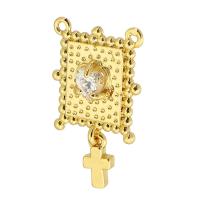 Cubic Zirconia Micro Pave Brass Pendant, gold color plated, fashion jewelry & DIY & micro pave cubic zirconia & for woman, golden, 19mm 