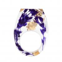 Смола палец кольцо, канифоль, с Сухих цветов & Золотая фольга, эпоксидная смола, Мужская & разный размер для выбора, фиолетовый, продается PC