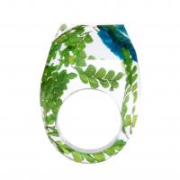 Harz Finger Ring, mit Getrocknete Blumen, Epoxidharzklebstoff, unisex & verschiedene Größen vorhanden, gemischte Farben, verkauft von PC