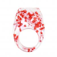 Resin Finger Ring, with Dried Flower, epoxy gel, Unisex red 