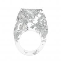 Resin Finger Ring, with Silver Foil, epoxy gel, Unisex silver color 