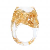 Anillo de dedo de resina, con Hoja de oro, engomada de gota, unisexo & diverso tamaño para la opción, dorado, Vendido por UD