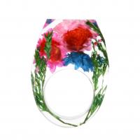 Resin Finger Ring, with Dried Flower, epoxy gel, Unisex mixed colors 