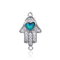 Cubic Zirconia Micro Pave Brass Connector, with Opal, Hand, plated, DIY & micro pave cubic zirconia & 1/1 loop 