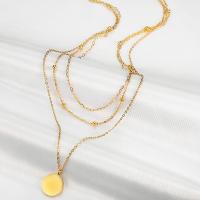 Fashion Multi Layer Necklace, 304 Stainless Steel, Round, Vacuum Ion Plating, three layers & for woman, golden 