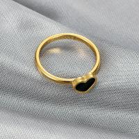 Enamel Stainless Steel Finger Ring, 304 Stainless Steel, Heart, Vacuum Ion Plating & for woman, golden, 8mm 