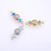 Cubic Zirconia Micro Pave Brass Connector, with Opal, Bowknot, plated, DIY & micro pave cubic zirconia & 1/1 loop 
