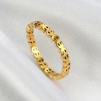 Stainless Steel Finger Ring, 304 Stainless Steel, Dollar Sign, Vacuum Ion Plating & for woman, golden 