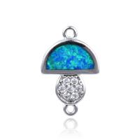 Cubic Zirconia Micro Pave Brass Connector, with Opal, mushroom, plated, DIY & micro pave cubic zirconia & 1/1 loop 