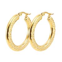 Titanium Steel Hoop Earring, 18K gold plated, fashion jewelry & for woman, golden, 32mm,4.8mm 