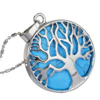 Gemstone Zinc Alloy Pendants, with Gemstone, fashion jewelry & tree of life design & Unisex 