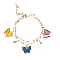 Zinc Alloy Rhinestone Bracelets, Butterfly, gold color plated, fashion jewelry & adjustable & for woman & enamel & with rhinestone mm 