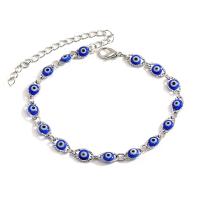 Zinc Alloy Anklet, with Resin, with 7cm extender chain, Evil Eye, plated, fashion jewelry & evil eye pattern & adjustable & for woman cm 