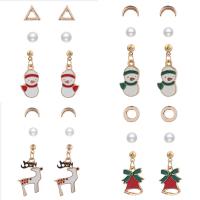 Christmas Earrings, Zinc Alloy, with Plastic Pearl, gold color plated & Christmas Design & fashion jewelry & for woman & enamel 11mm,6mm 