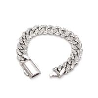 Titanium Steel Bracelet & Bangle, fashion jewelry & Unisex & with rhinestone, original color 