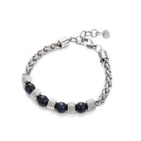 Tiger Eye Stone Bracelets, Titanium Steel, with Tiger Eye, Round, fashion jewelry & Unisex & adjustable, original color cm 