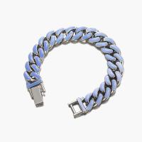 Enamel Zinc Alloy Bracelets, silver color plated, fashion jewelry & gradient color & punk style & Unisex, blue 