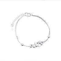 Sterling Silver Bracelets, 925 Sterling Silver, polished, Double Layer & for woman, original color 