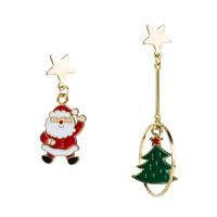 Boucles d'oreilles de Noël, alliage de zinc, Placage de couleur d'or, Bijoux de Noël & pour femme & émail, plus de couleurs à choisir Vendu par paire