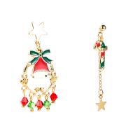 Boucles d'oreilles de Noël, alliage de zinc, avec cristal, cloche, Placage de couleur d'or, Bijoux de Noël & pour femme & émail, plus de couleurs à choisir Vendu par paire