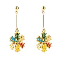 Christmas Earrings, Zinc Alloy, with Resin, Snowflake, gold color plated, Christmas jewelry & for woman & enamel & with rhinestone 20-45mm 