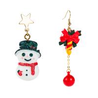 Christmas Earrings, Zinc Alloy, with Resin, gold color plated, Christmas jewelry & for woman & enamel 