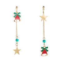 Christmas Earrings, Zinc Alloy, with Crystal, Star, gold color plated, Christmas jewelry & for woman & enamel 