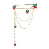 Broche de bijoux de Noël, alliage de zinc, avec cristal, Placage de couleur d'or, pour femme & émail, plus de couleurs à choisir Vendu par PC